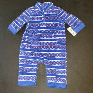 New Old Navy Blue Fair Isle Baby Fleece Outfit 0-3 Months